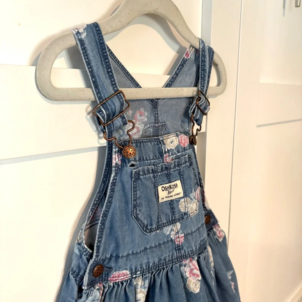 Osh‎ Kosh B'Gosh Girl's Floral Denim Overall Dress in Size 18M